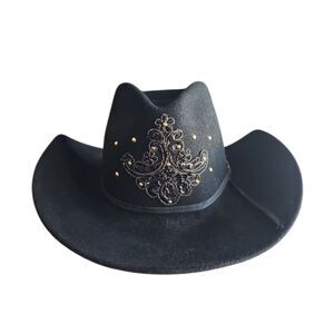 Elegant Black Embellished Women's Hat